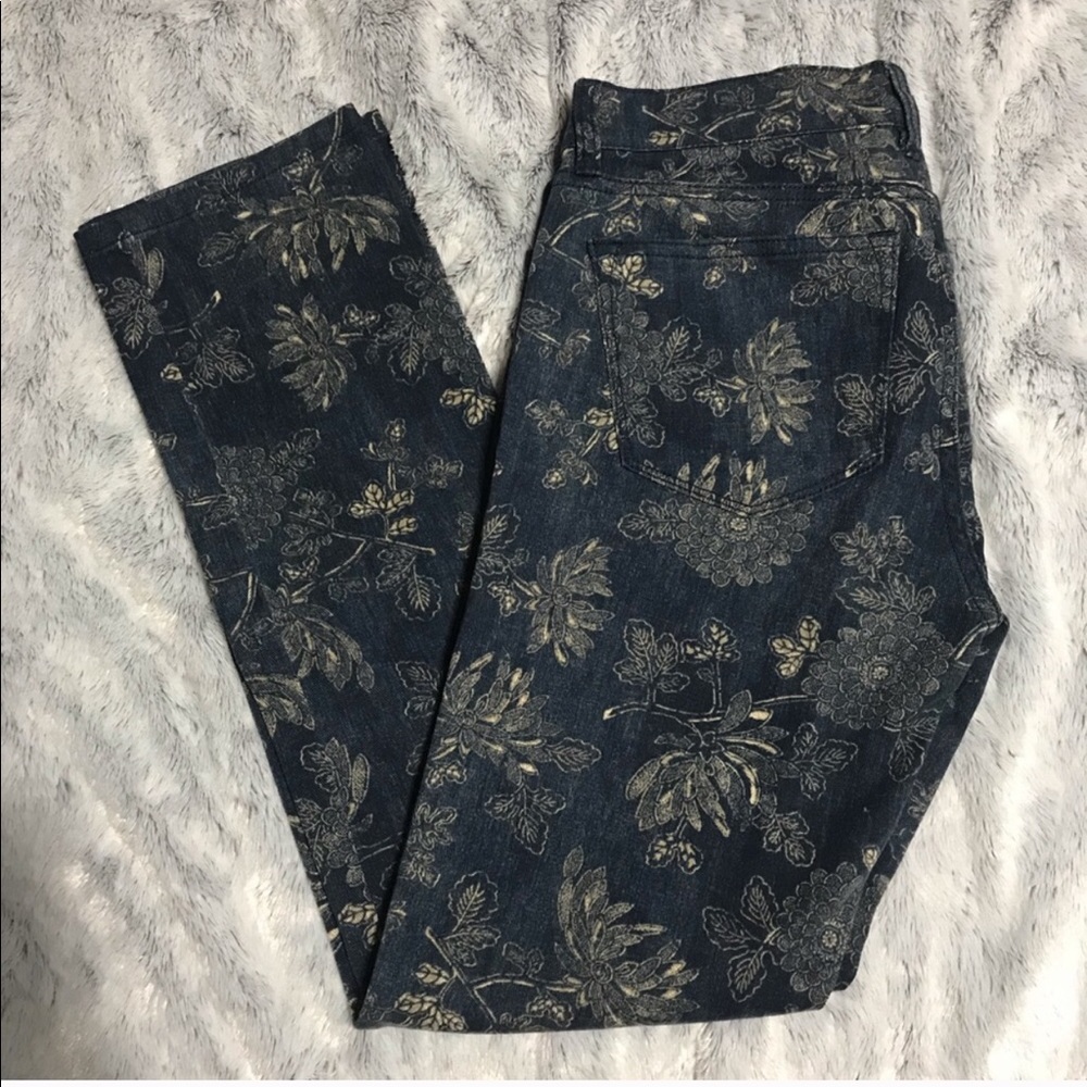 Ralph Lauren Blue and Gold Floral Straight Leg Jeans